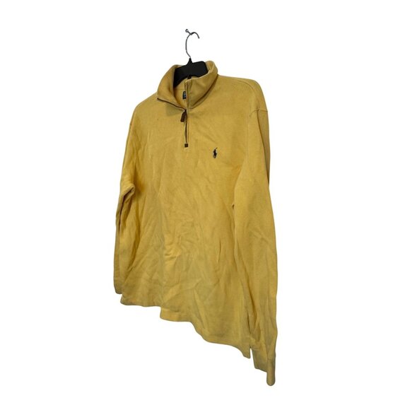 Polo Ralph Lauren Yellow 1/4 Zip Pullover Sweatshirt Mens Large 100% Cotton - Picture 2 of 8